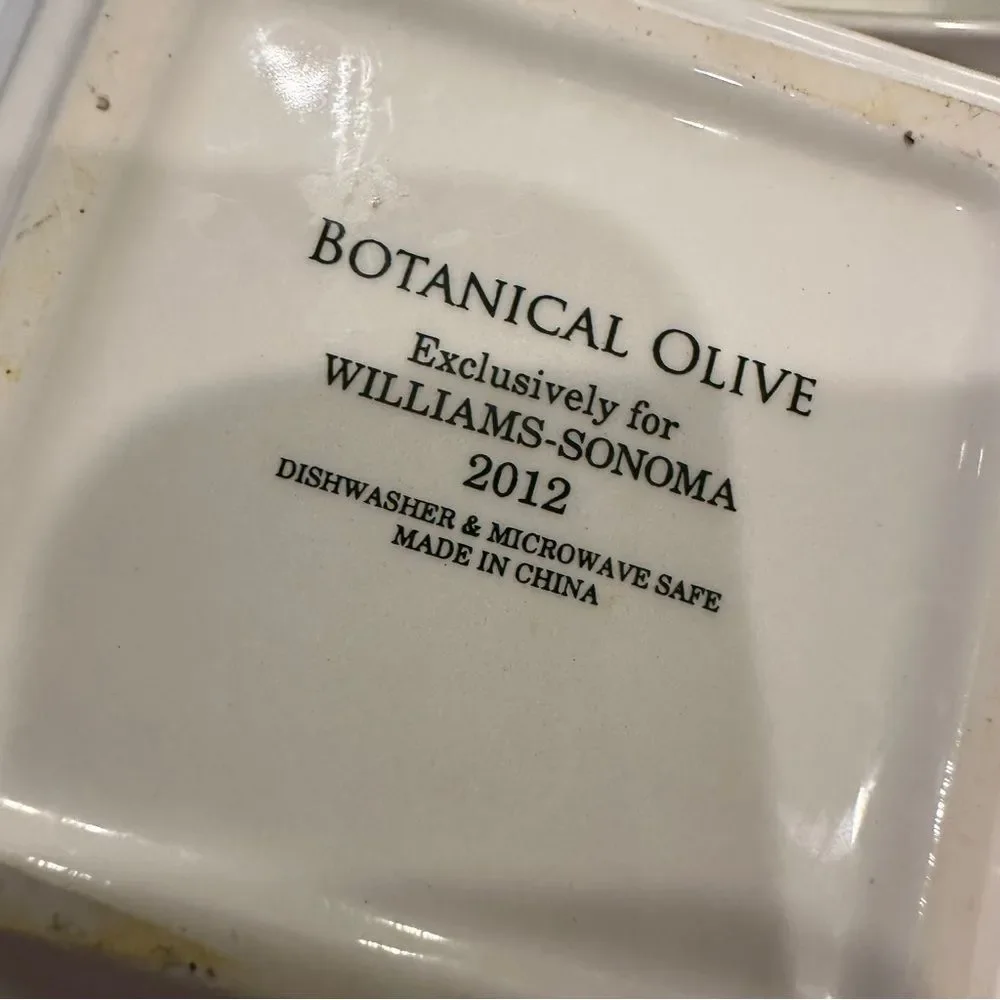 William Sonoma | four (4)  olive bowls trays serving botanical olive collection